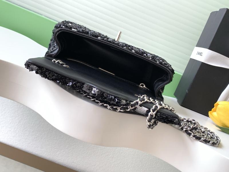 Small Chanel Sequins Shoulder Bag Black AS4563