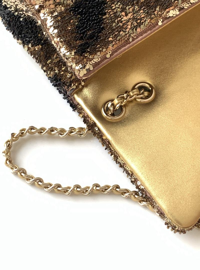 Small Chanel Sequins Shoulder Bag Gold AS4561