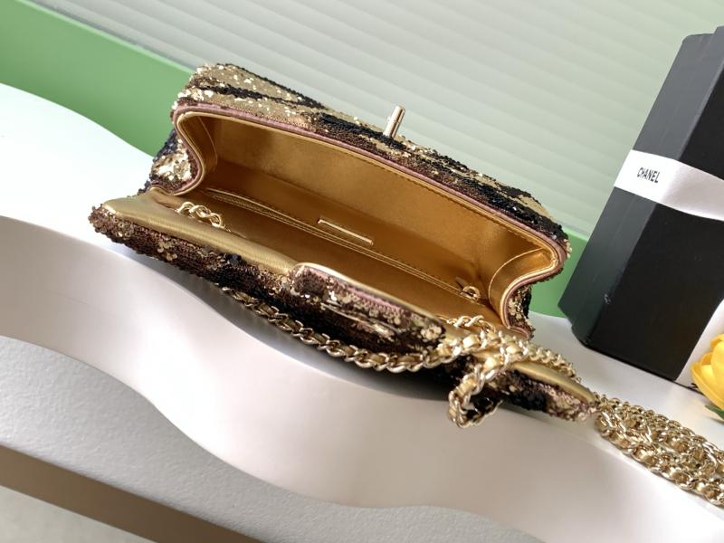 Small Chanel Sequins Shoulder Bag Gold AS4561