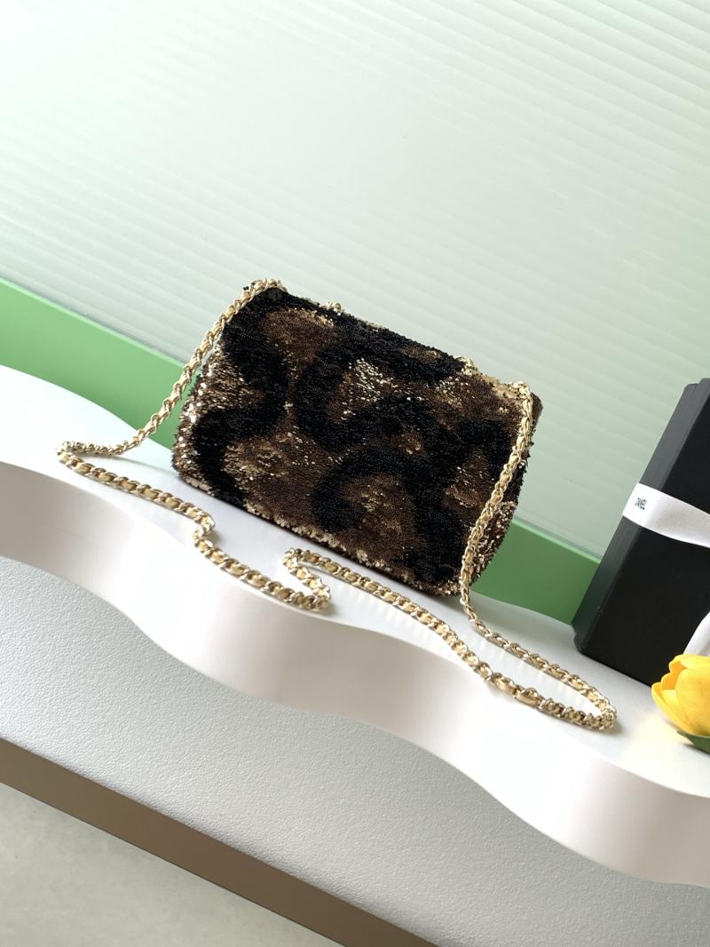 Small Chanel Sequins Shoulder Bag Gold AS4561
