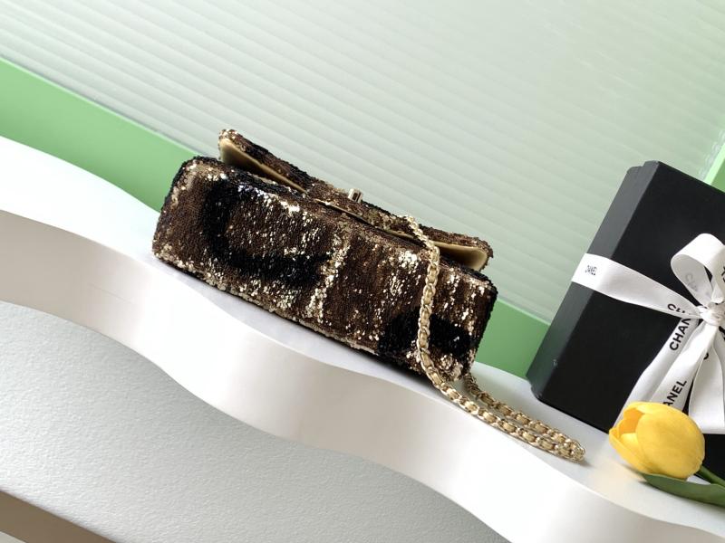 Small Chanel Sequins Shoulder Bag Gold AS4561