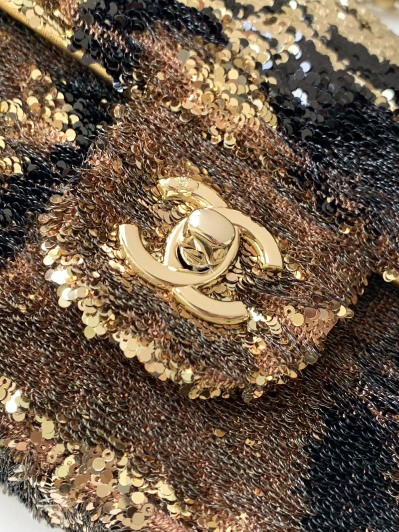 Small Chanel Sequins Shoulder Bag Gold AS4561
