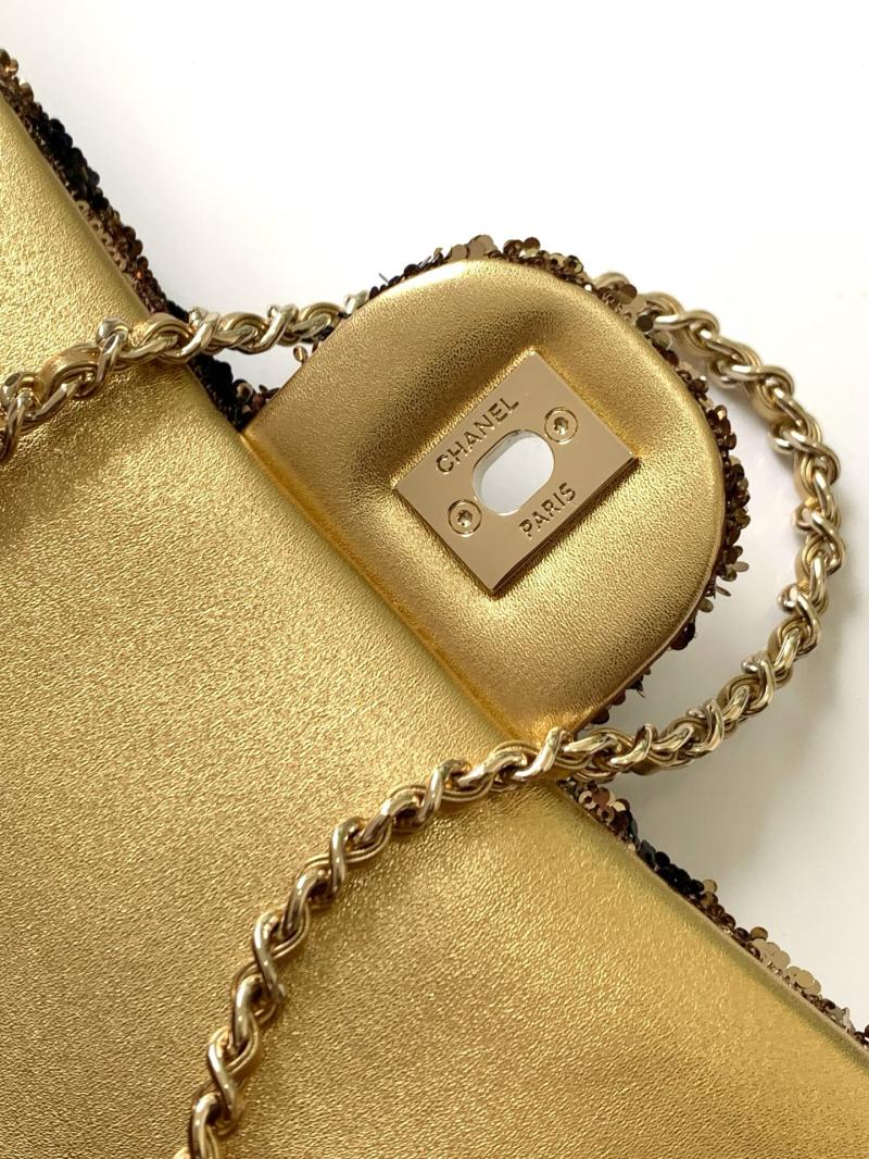Small Chanel Sequins Shoulder Bag Gold AS4561