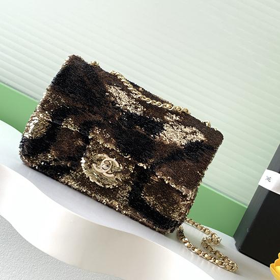 Small Chanel Sequins Shoulder Bag Gold AS4561  Small Chanel Sequins Shoulder Bag Gold AS4561