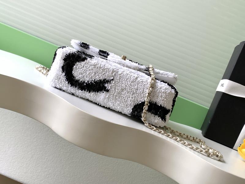 Small Chanel Sequins Shoulder Bag White AS4561