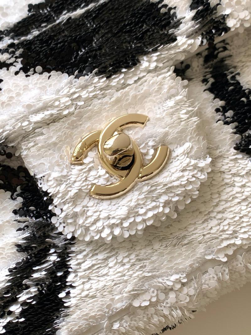 Small Chanel Sequins Shoulder Bag White AS4561