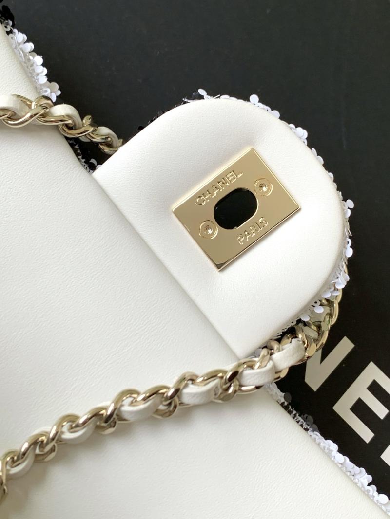 Small Chanel Sequins Shoulder Bag White AS4561