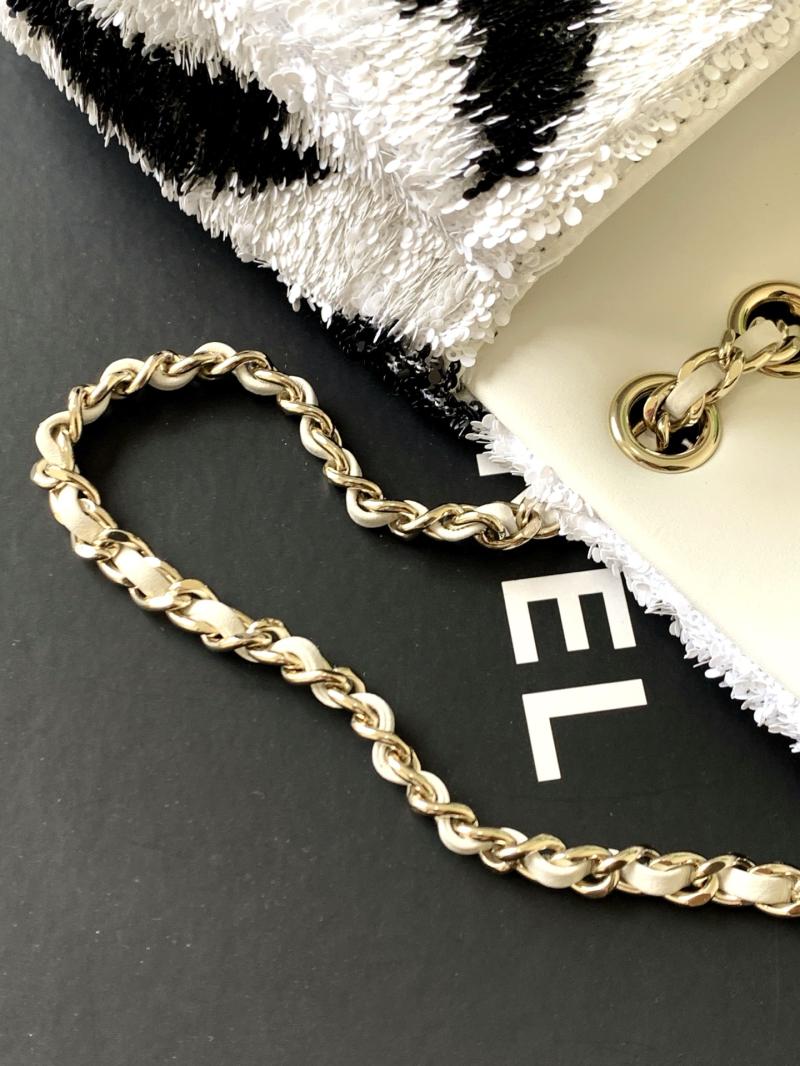 Small Chanel Sequins Shoulder Bag White AS4561