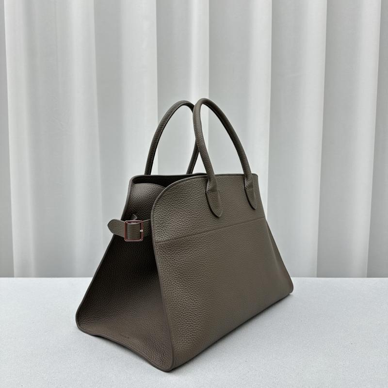 The Row Grain Leather Margaux 15 Bag Dark Grey T1831