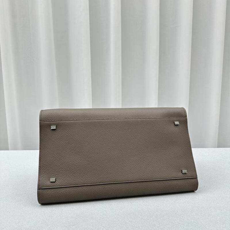 The Row Grain Leather Margaux 15 Bag Dark Grey T1831