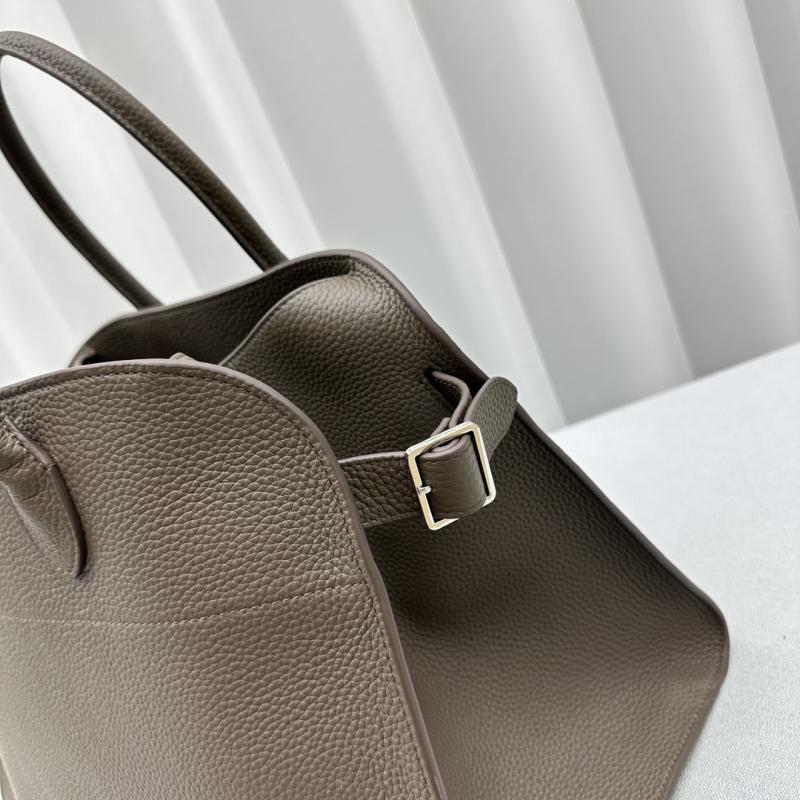The Row Grain Leather Margaux 15 Bag Dark Grey T1831