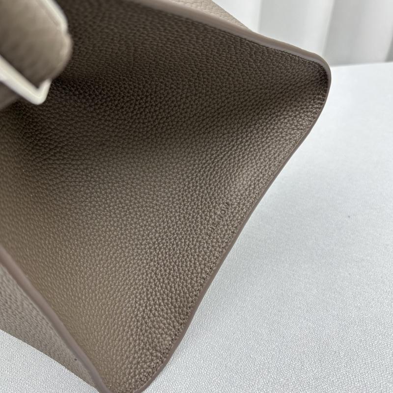 The Row Grain Leather Margaux 15 Bag Dark Grey T1831