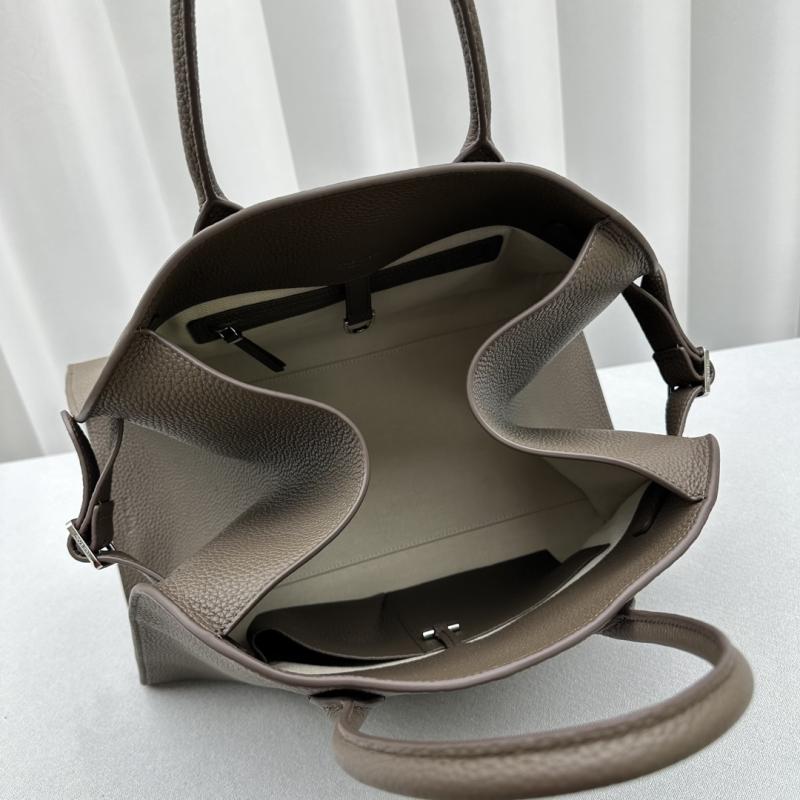 The Row Grain Leather Margaux 15 Bag Dark Grey T1831