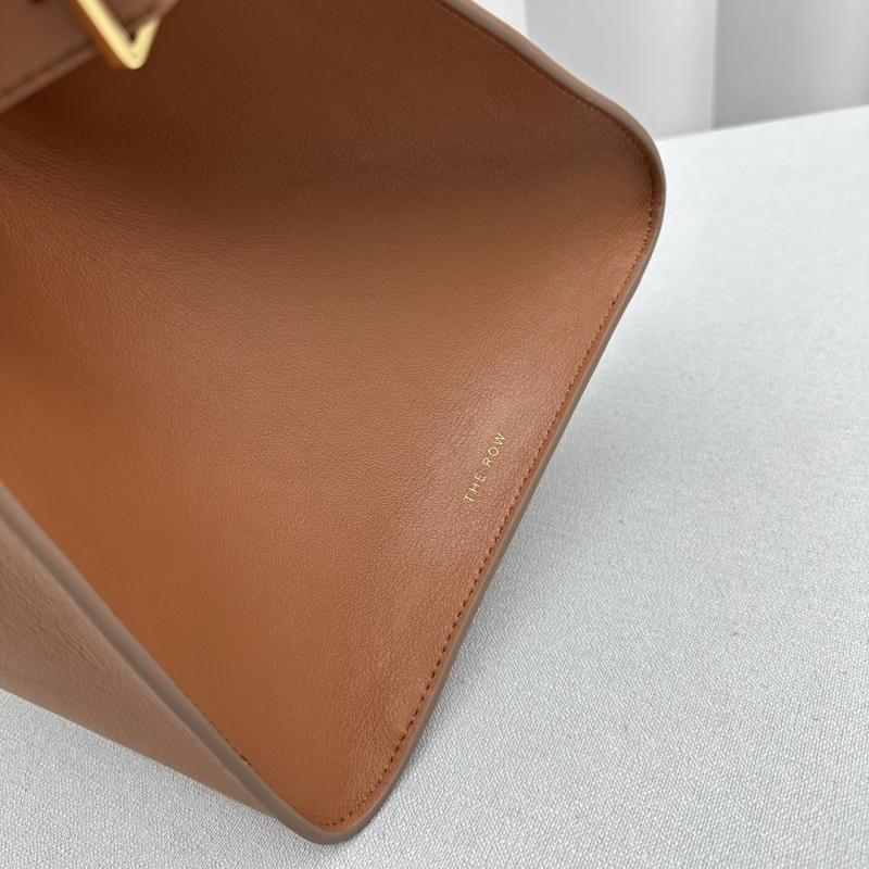 The Row Smooth Leather Margaux 15 Bag Brown T1831