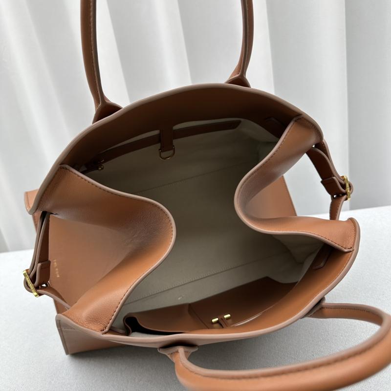 The Row Smooth Leather Margaux 15 Bag Brown T1831