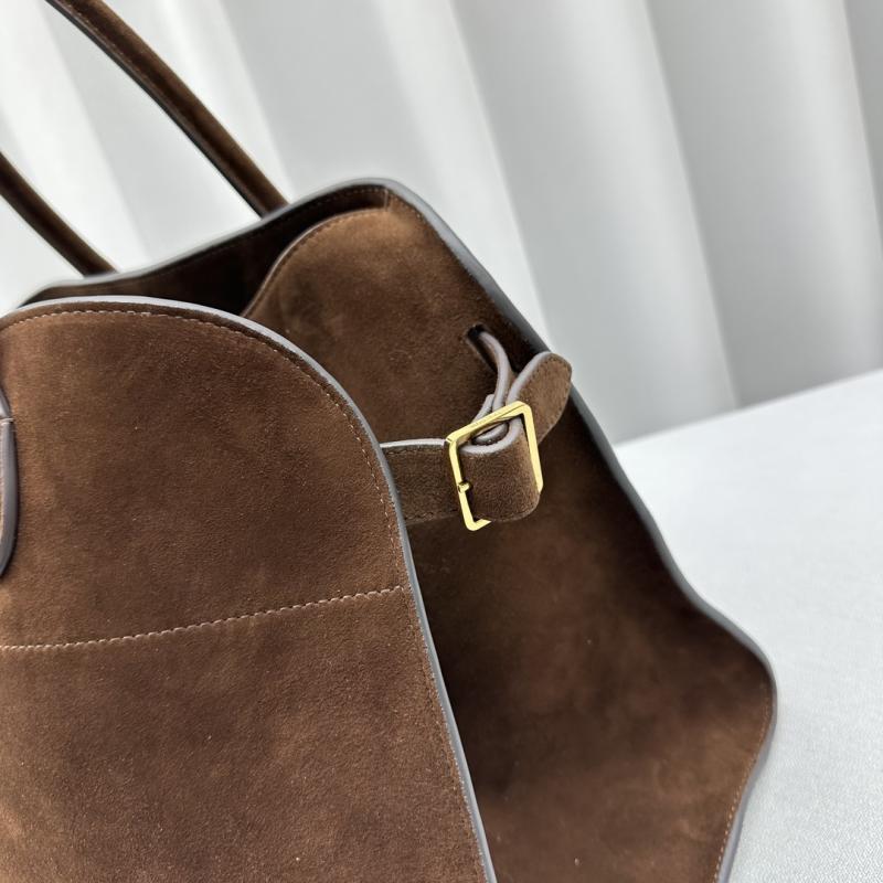 The Row Suede Margaux 15 Bag Dark Brown T1831