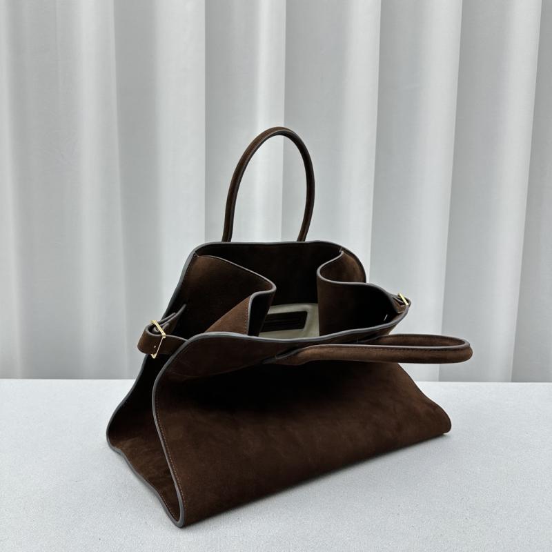 The Row Suede Margaux 15 Bag Dark Brown T1831