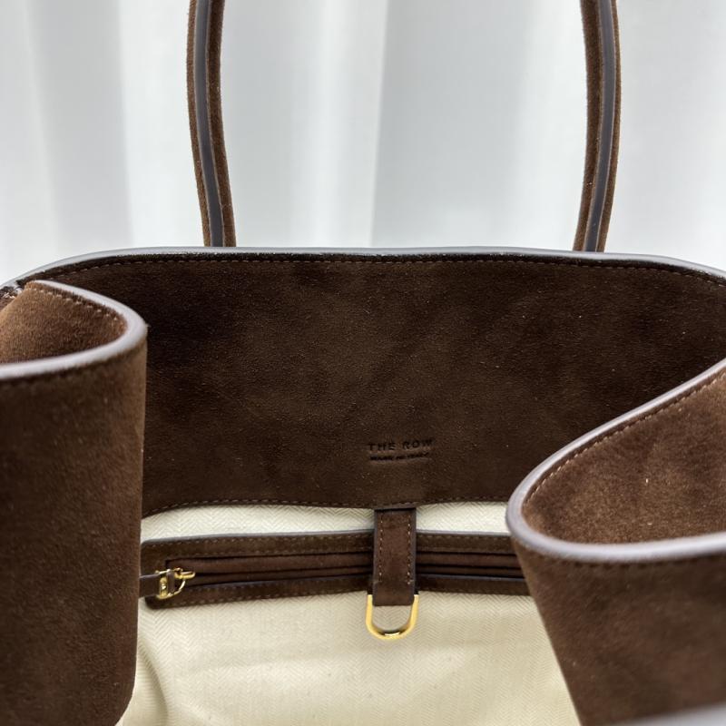 The Row Suede Margaux 15 Bag Dark Brown T1831