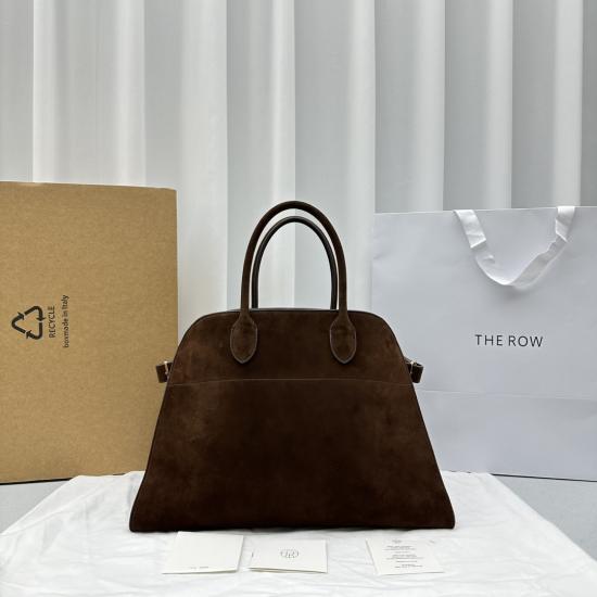 The Row Suede Margaux 15 Bag Dark Brown T1831
