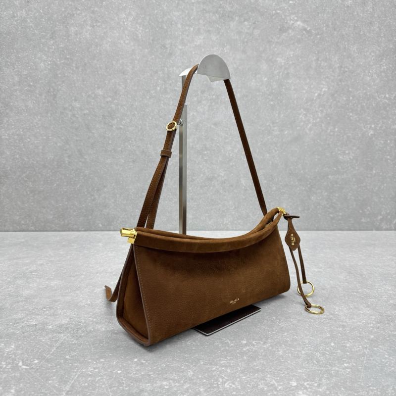 Alaia Le Click Eest West Nubuck Medium Bag Brown M4490