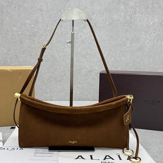 Alaia Le Click Eest West Nubuck Medium Bag Brown M4490 Alaia Le Click Eest West Nubuck Medium Bag Brown M4490
