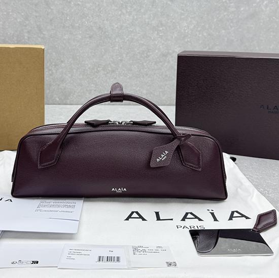 Alaia Le Teckel textured-leather Tote Burgundy AL4499