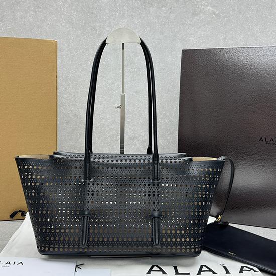 Alaia Neo Mina 32 Leather Tote Bag Black AL4422