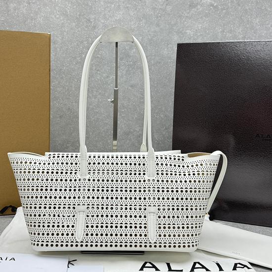 Alaia Neo Mina 32 Leather Tote Bag White AL4422