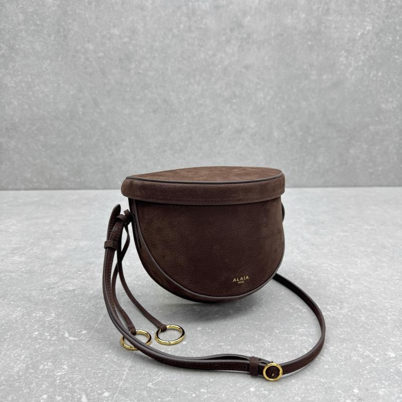 Alaia Suede Crossbody Bag Brown AL4495