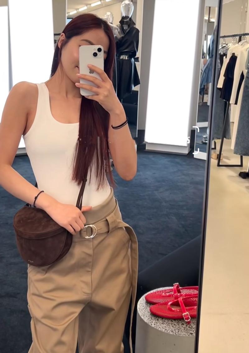 Alaia Suede Crossbody Bag Brown AL4495