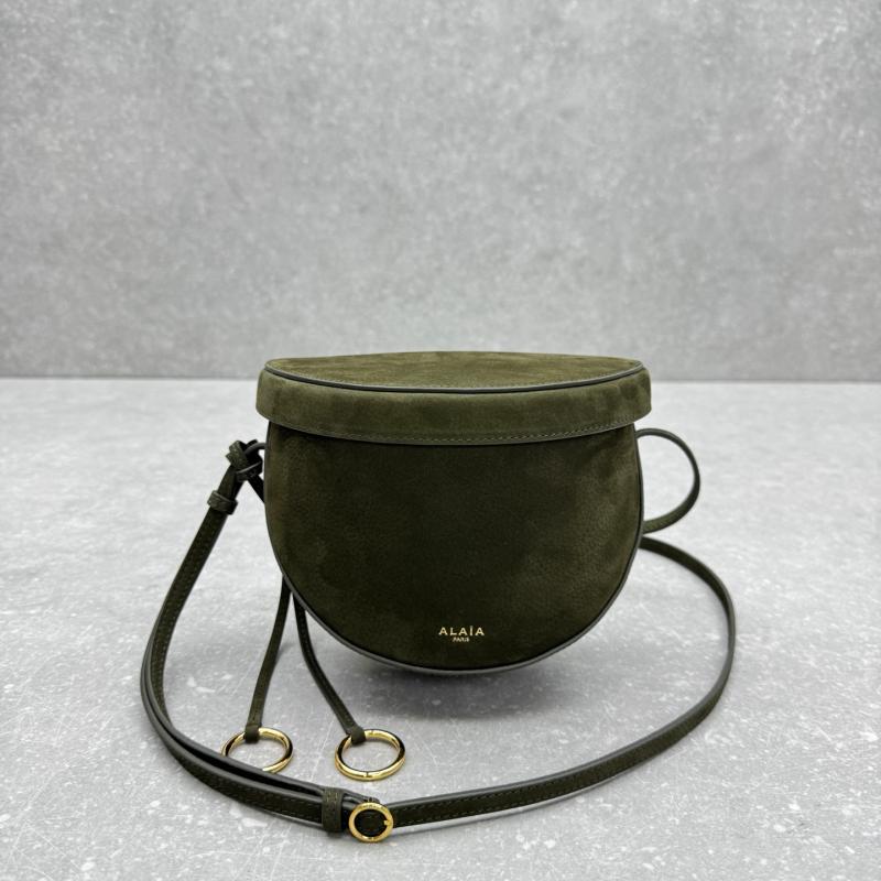 Alaia Suede Crossbody Bag Green AL4495