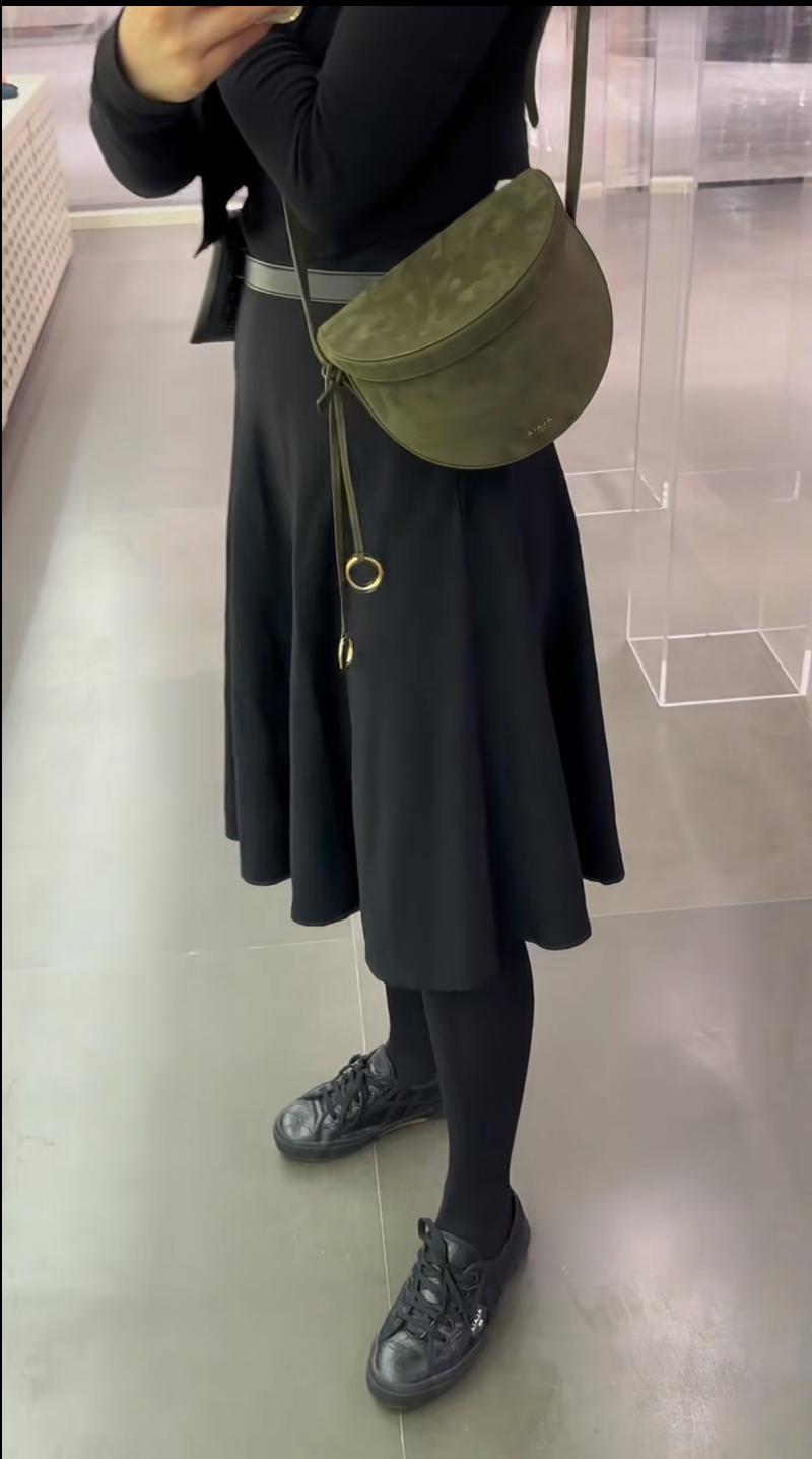 Alaia Suede Crossbody Bag Green AL4495