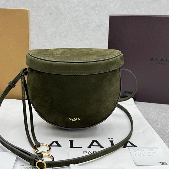 Alaia Suede Crossbody Bag Green AL4495