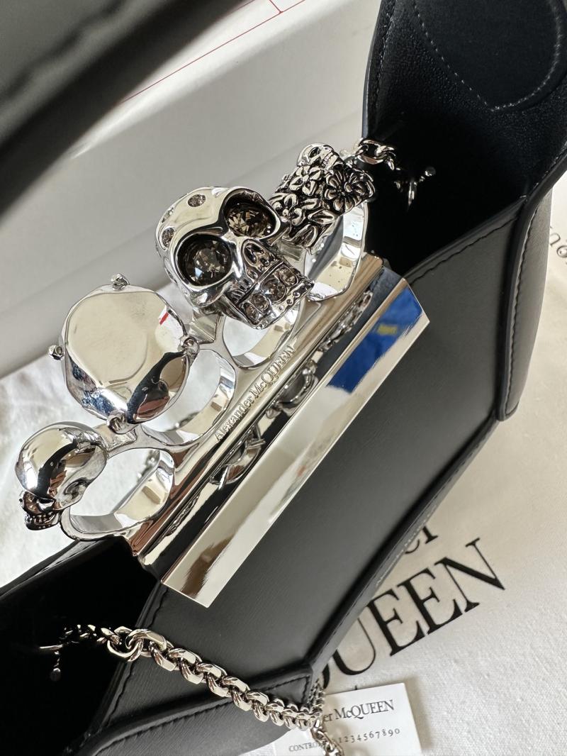 Alexander McQueen Jewelled Mini Hobo Bag Black with Silver