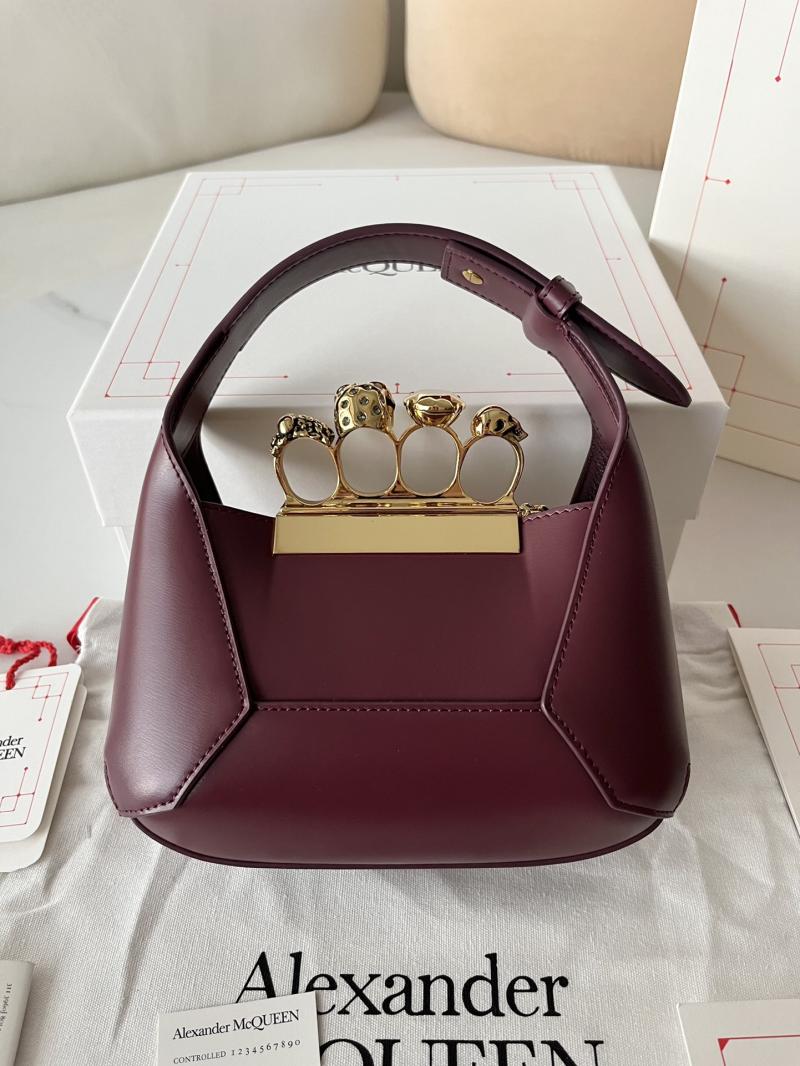Alexander McQueen Jewelled Mini Hobo Bag Burgundy A731136