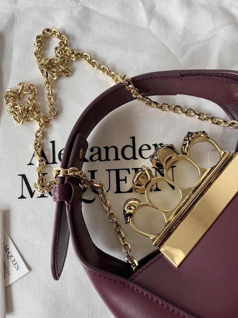 Alexander McQueen Jewelled Mini Hobo Bag Burgundy A731136