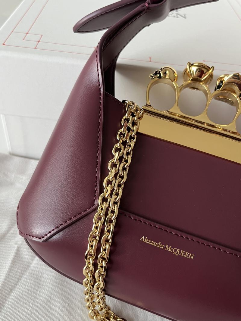 Alexander McQueen Jewelled Mini Hobo Bag Burgundy A731136
