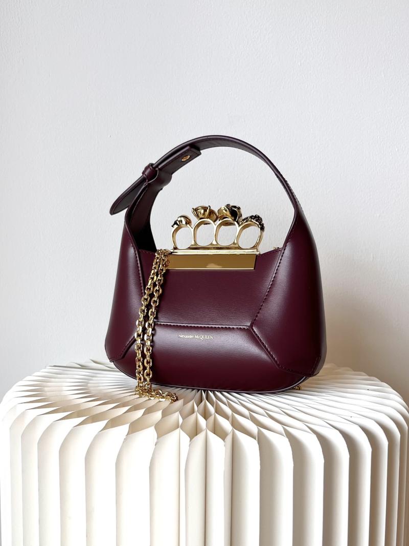 Alexander McQueen Jewelled Mini Hobo Bag Burgundy A731136