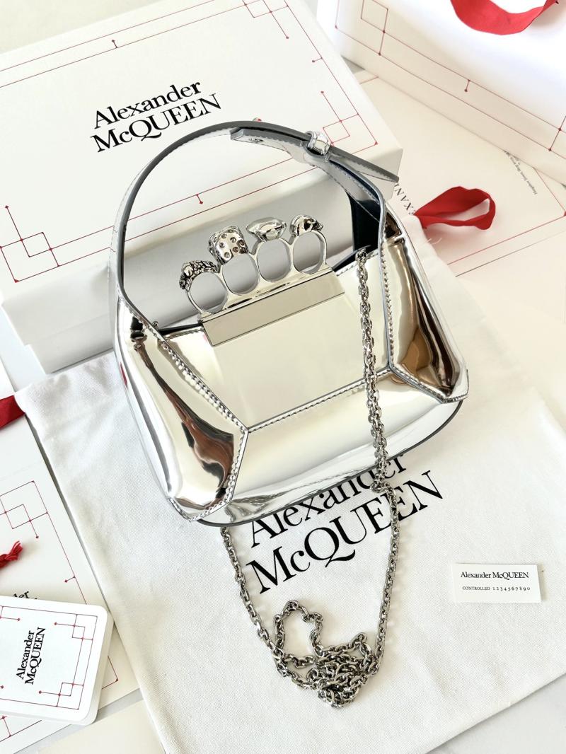 Alexander McQueen Jewelled Mini Hobo Bag Silver A731136