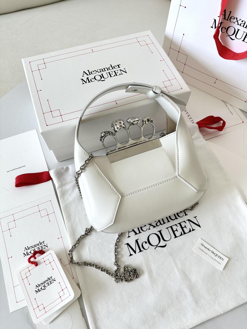 Alexander McQueen Jewelled Mini Hobo Bag White A731136