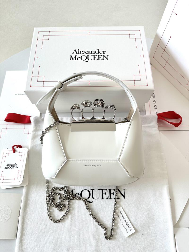 Alexander McQueen Jewelled Mini Hobo Bag White A731136