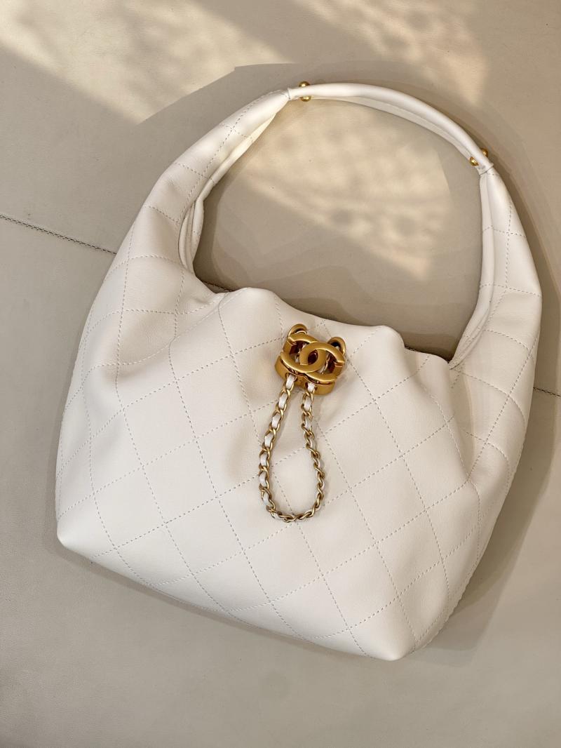 Chanel Hobo Handbag White AS5976