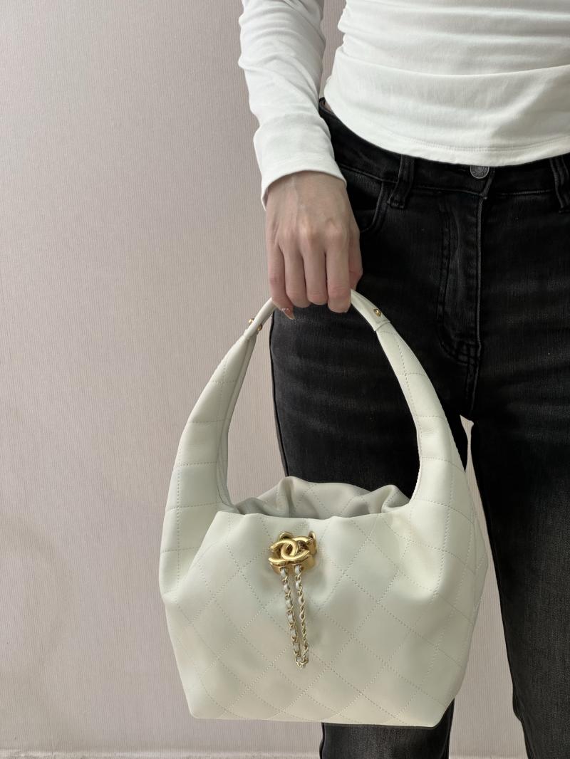 Chanel Hobo Handbag White AS5976
