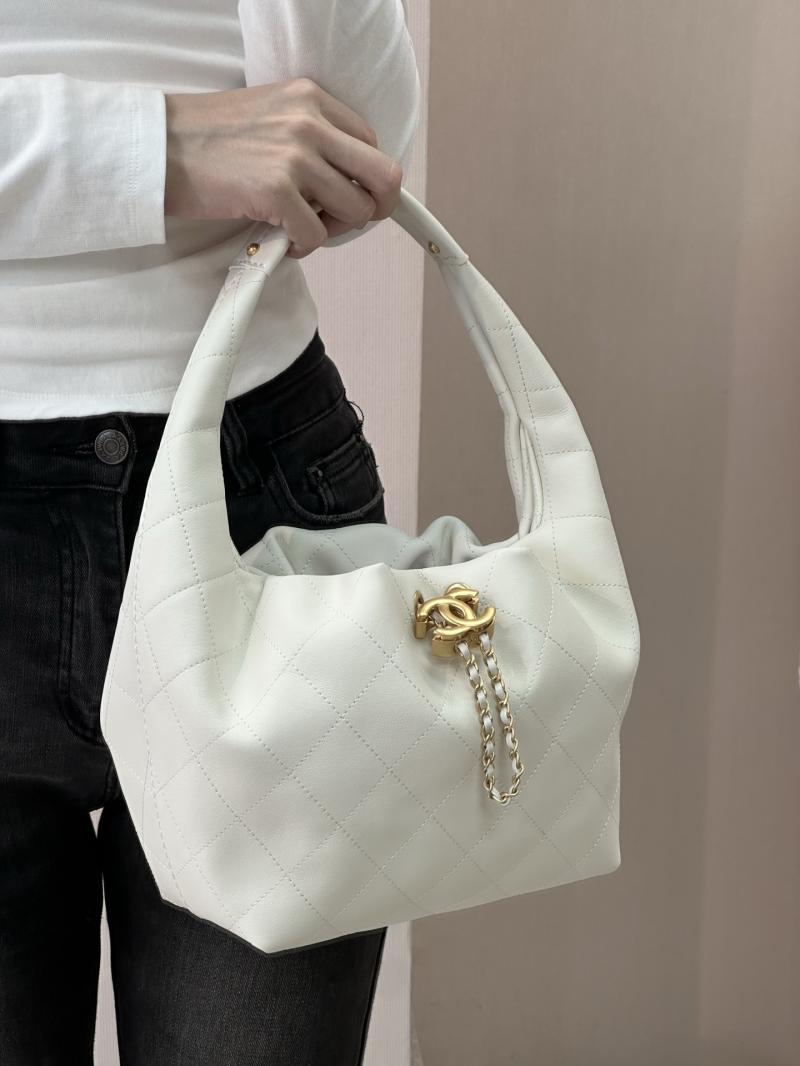 Chanel Hobo Handbag White AS5976