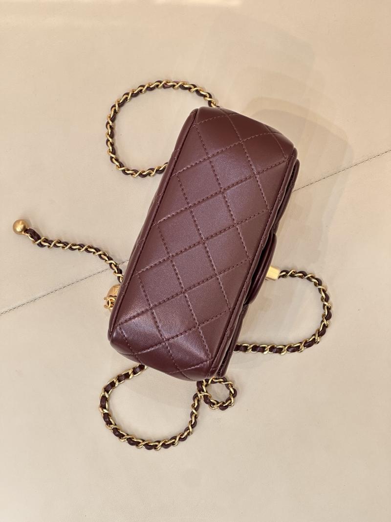 Chanel Mini Lambskin Flap Bag Burgundy AS1786