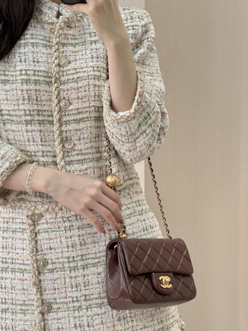 Chanel Mini Lambskin Flap Bag Burgundy AS1786