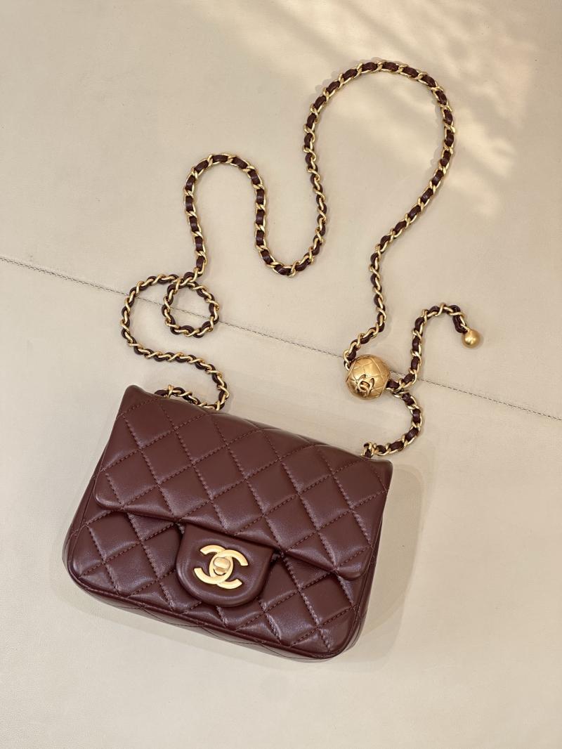 Chanel Mini Lambskin Flap Bag Burgundy AS1786