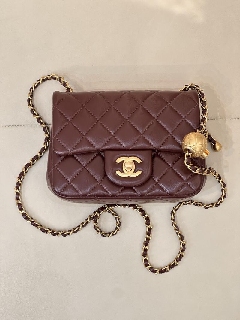 Chanel Mini Lambskin Flap Bag Burgundy AS1786