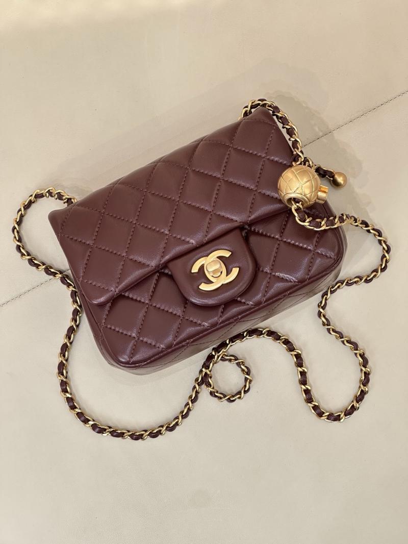 Chanel Mini Lambskin Flap Bag Burgundy AS1786