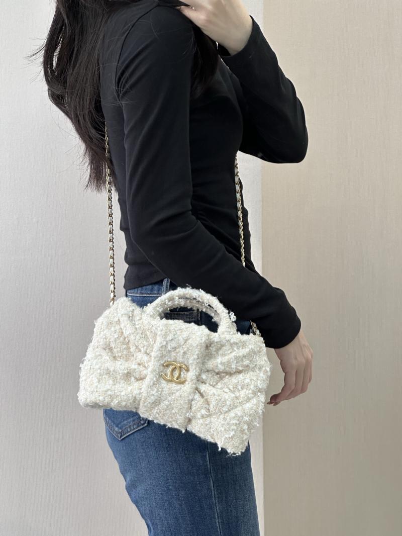 Chanel Mini Tweed Bow Bag Beige AS5849